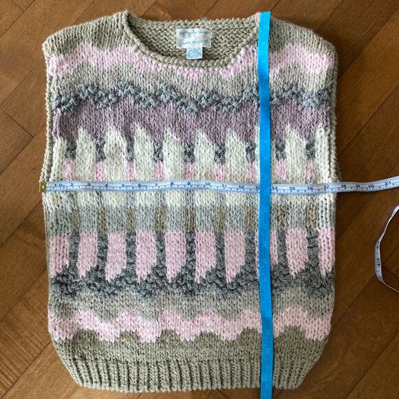 VINTAGE JAMIE SCOTT hand knit round neck vest pink gray purple size Large - Picture 4 of 7